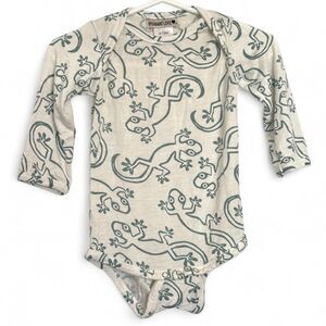 Spearmint Love Long Sleeve Bamboo Bodysuit, Lizard White 6-12 Month Southwestern